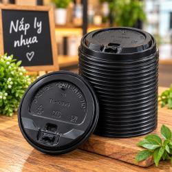 Nắp ly Giấy PP D90 Black (nút bật)(BL) Thuận Lợi
